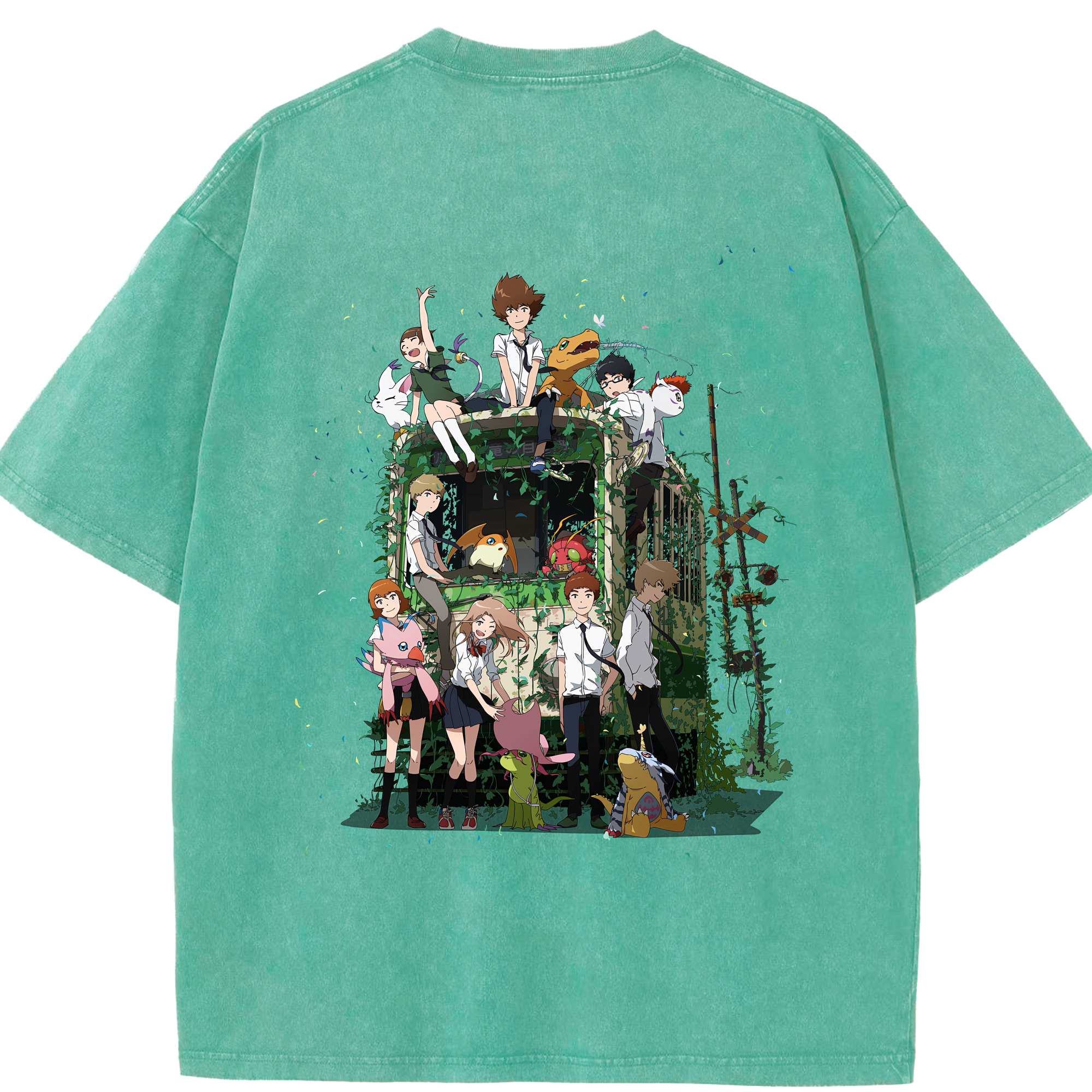 （画像用） Digimon デジタルモンスター/デジモン 綿100% ヴィンテージ風 半袖Tシャツ（背面プリント）
